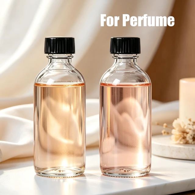 Alt view image 4 of 5 - 12-Pack 2 oz (60ml) Small Glass Boston Round Bottles with Lids Leak-Proof Mini Travel Containers for Essential Oil, Portioning, Lotion, Samples W/Labels, Funnels & Brushes