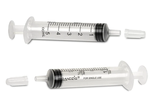 Alt view image 2 of 5 - 5ml Syringe With Cap (100 Pack) | Oral Dispenser Without Needle, Luer Slip Tip, | Individually Wrapped Medicine Dropper For Infants & Pets