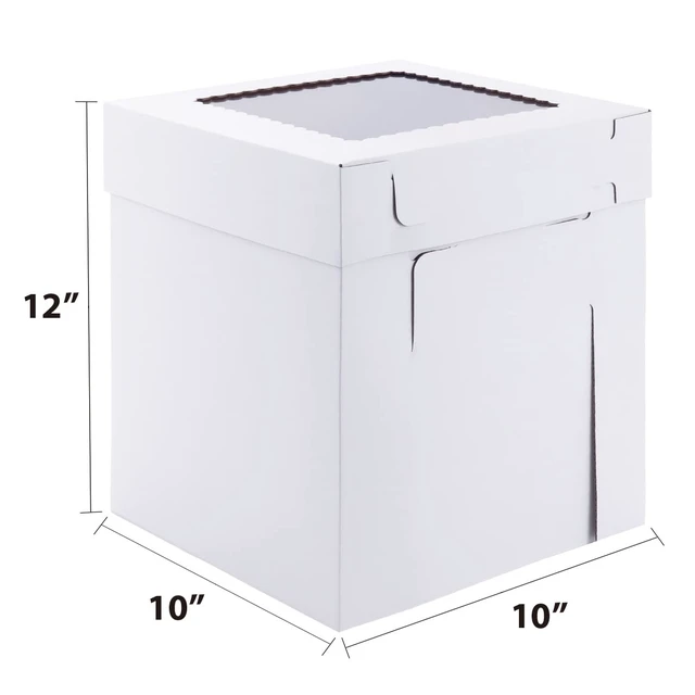 Alt view image 2 of 7 - Tall Cake Boxes for Tier Cakes,10x10x12 Inch 10Pack Thick Sturdy Cake Box with Window,Layer Cake Carrier,Disposable Cake Containers
