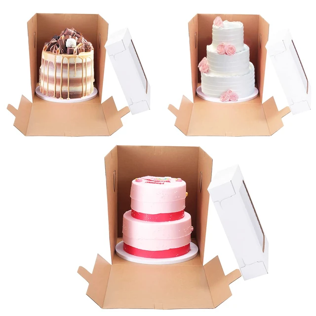 Alt view image 4 of 7 - Tall Cake Boxes for Tier Cakes,10x10x12 Inch 10Pack Thick Sturdy Cake Box with Window,Layer Cake Carrier,Disposable Cake Containers