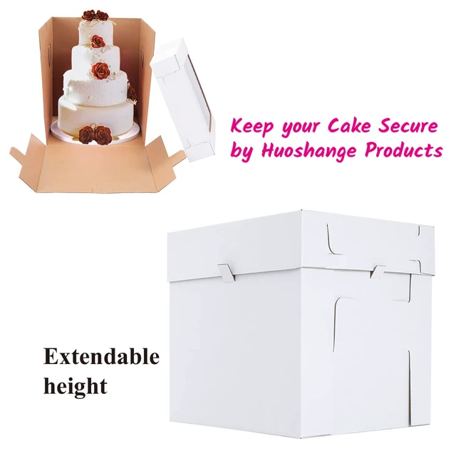 Alt view image 5 of 7 - Tall Cake Boxes for Tier Cakes,10x10x12 Inch 10Pack Thick Sturdy Cake Box with Window,Layer Cake Carrier,Disposable Cake Containers