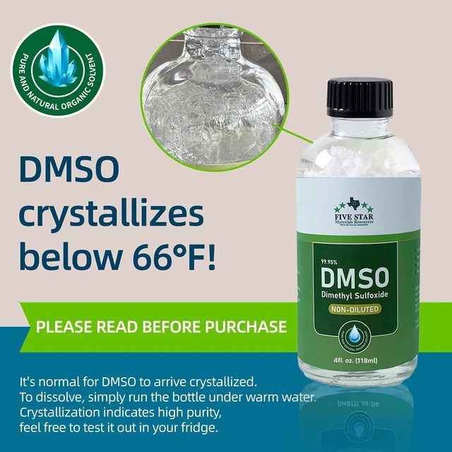 Alt view image 2 of 6 - DMSO Liquid 99.95% Pure Dimethyl Sulfoxide (4 Fl Oz) 99.95% Ultra High Purity DMSO Liquid,Undiluted,Nearly Odorless Formula,Large Size Clear Glass Bottle with Precision Dropper