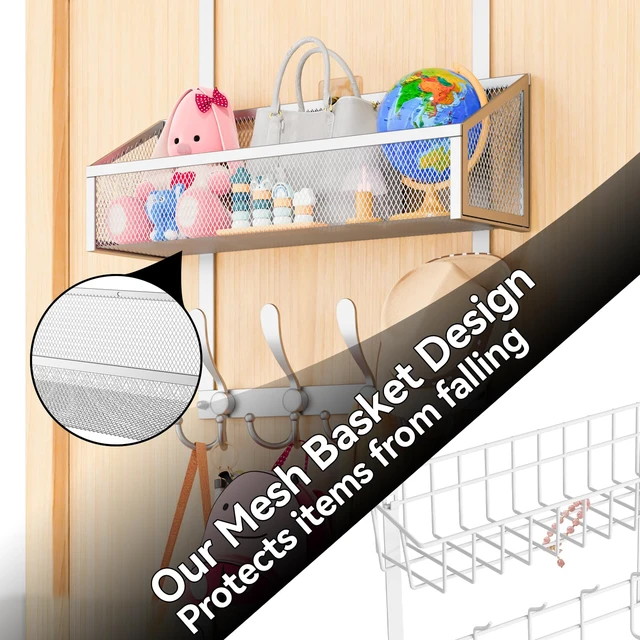 Alt view image 6 of 7 - Over The Door Hooks Organizer, Coat Rack Over The Door Storage Hanger Towel Rack, Back of Door Storage Organizer for Bathroom,Bedroom,Kitchen,Office (Silver, 2-Tier)