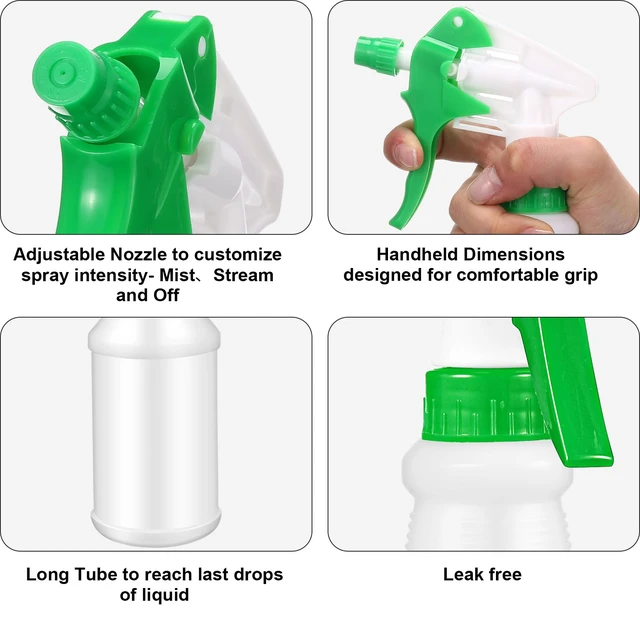 Alt view image 3 of 6 - 12 Pcs 16 Oz Plastic Spray Bottles Reusable adjustable sprayers for water, cleaners, plants and household tasks; bulk pack for home or commercial use