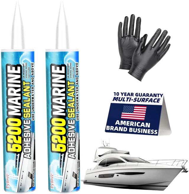 Main image of 5200 Marine Sealant for Boats & RVs-Fast-Cure (30 Mins), Waterproof, UV-Resistant, High-Bond Adhesive Sealant for Hulls, Decks, Fiberglass, Wood & Metal-Eco-Friendly, Low Odor, with Gloves&Nozzle