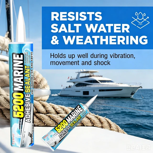 Alt view image 2 of 7 - 5200 Marine Sealant for Boats & RVs-Fast-Cure (30 Mins), Waterproof, UV-Resistant, High-Bond Adhesive Sealant for Hulls, Decks, Fiberglass, Wood & Metal-Eco-Friendly, Low Odor, with Gloves&Nozzle