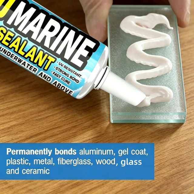 Alt view image 4 of 7 - 5200 Marine Sealant for Boats & RVs-Fast-Cure (30 Mins), Waterproof, UV-Resistant, High-Bond Adhesive Sealant for Hulls, Decks, Fiberglass, Wood & Metal-Eco-Friendly, Low Odor, with Gloves&Nozzle