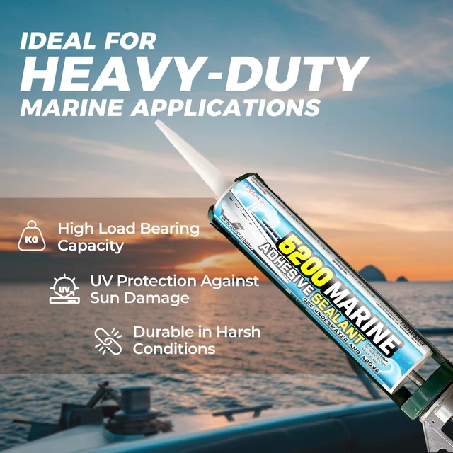 Alt view image 5 of 7 - 5200 Marine Sealant for Boats & RVs-Fast-Cure (30 Mins), Waterproof, UV-Resistant, High-Bond Adhesive Sealant for Hulls, Decks, Fiberglass, Wood & Metal-Eco-Friendly, Low Odor, with Gloves&Nozzle
