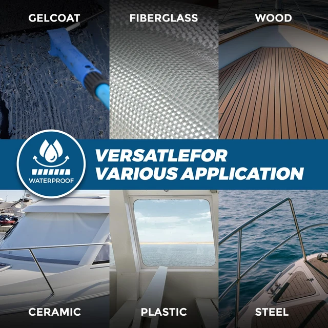 Alt view image 7 of 7 - 5200 Marine Sealant for Boats & RVs-Fast-Cure (30 Mins), Waterproof, UV-Resistant, High-Bond Adhesive Sealant for Hulls, Decks, Fiberglass, Wood & Metal-Eco-Friendly, Low Odor, with Gloves&Nozzle