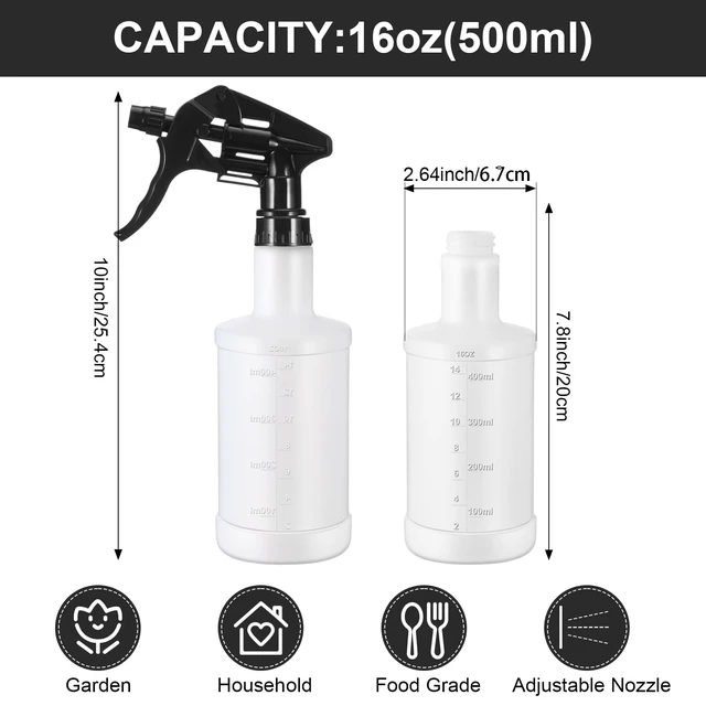 Alt view image 2 of 6 - 12 Pcs 16 Oz Plastic Spray Bottles Reusable adjustable sprayers for water, cleaners, plants and household tasks; bulk pack for home or commercial use