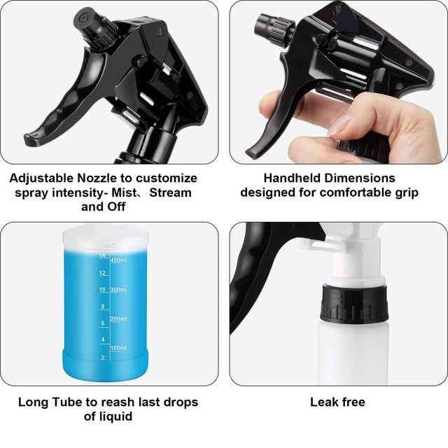 Alt view image 5 of 6 - 12 Pcs 16 Oz Plastic Spray Bottles Reusable adjustable sprayers for water, cleaners, plants and household tasks; bulk pack for home or commercial use