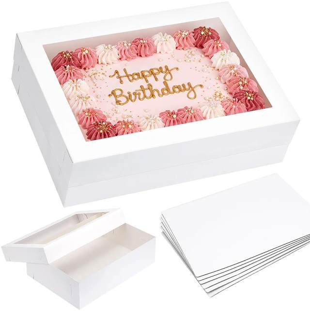 Main image of 10pcs 14x10x4in Cake Boxes with Board, Rectangle Quarter Sheet Bakery Box Bakery Boxes with Window for Quarter Sheet Cake, Pastries, Donuts, Cookies, Cupcakes, Brownies & Pie Packaging