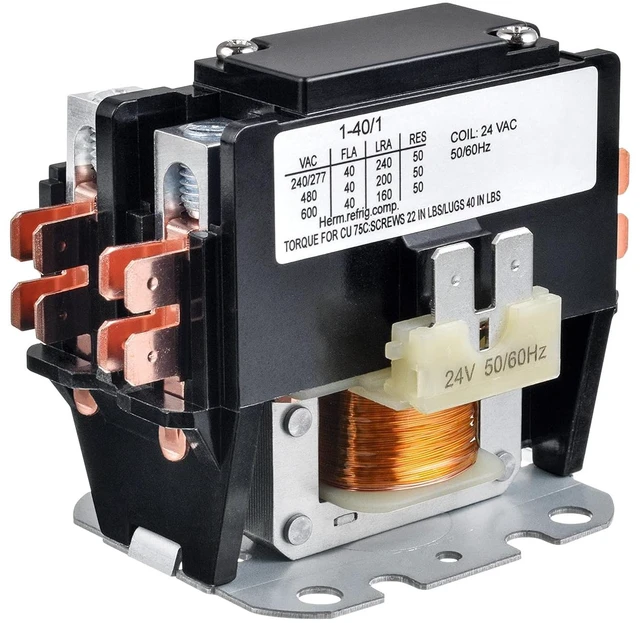 Main image of 1 Poles FLA 40 Amp Coil 24 VAC Air Conditioner Condenser Compressor Contactor AC Definite Purpose Contactor