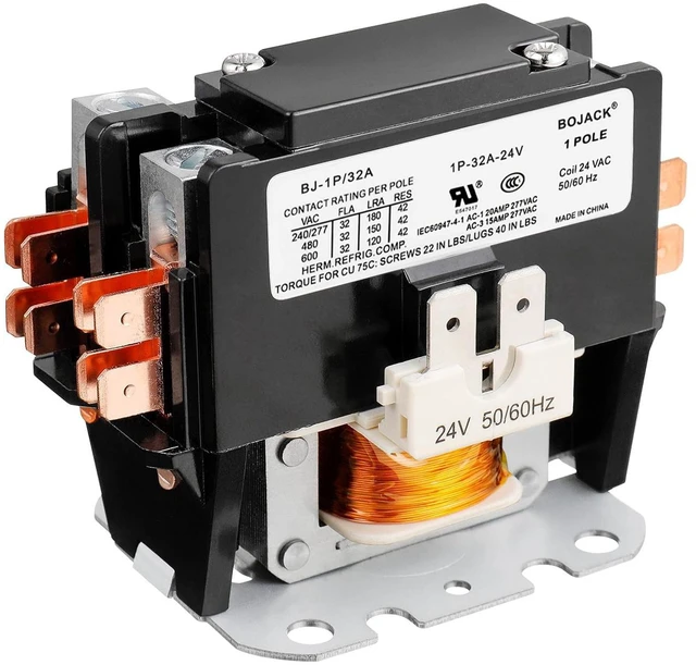 Main image of 1 Poles FLA 32 Amp Coil 24 VAC Air Conditioner Condenser Compressor Contactor AC Definite Purpose Contactor