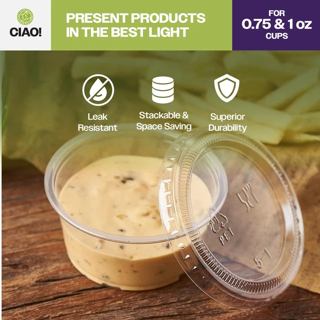 Alt view image 5 of 7 - Ultra Clear PET Portion Cup Lids.45mm Diameter, Fit For 0.75oz & 1oz Portion Cups - Case of 2,500