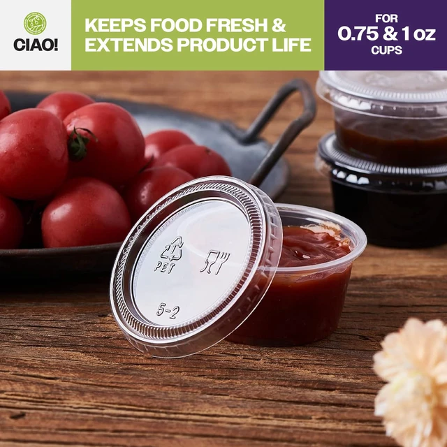 Alt view image 7 of 7 - Ultra Clear PET Portion Cup Lids.45mm Diameter, Fit For 0.75oz & 1oz Portion Cups - Case of 2,500