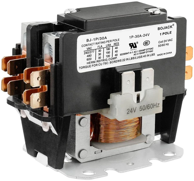 Main image of 1 Poles FLA 30 Amp Coil 24 VAC Air Conditioner Condenser Compressor Contactor AC Definite Purpose Contactor