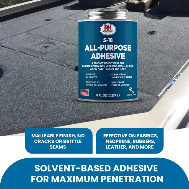Alt view image 3 of 6 - S-18 All-Purpose Adhesive 8 oz - Contact Cement for Headliner & Upholstery Multi-surface adhesive, bonds rubber, metal, leather, felt, wood and glass, for car headliners and upholstery