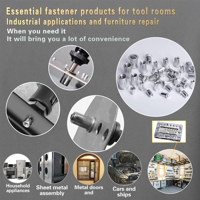 Alt view image 5 of 5 - Metric Rivet Nut Tool Set 580pcs Threaded Rivet Nut Tool Kit Carbon steel rivet nuts (M8, M6, M5, M4, M3), including rivet nut installation tools for easy and quick installation