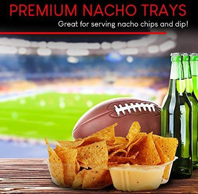 Alt view image 6 of 6 - 22oz Plastic Nacho Trays (100 Pack) Large Disposable Tray for Nachos & Cheese Dip, Concession Stand Supplies, Movie Night Snacks for Kids, Carnival Party Decorations, Food Boats, Snack Containers