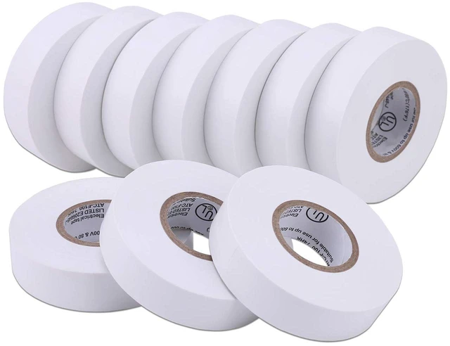 Main image of 10-Pack White Electrical Tape Waterproof, 3/4 in x 66ft, Industrial Grade UL/CSA Listed High Temp Electrical Tape Electric Super Vinyl