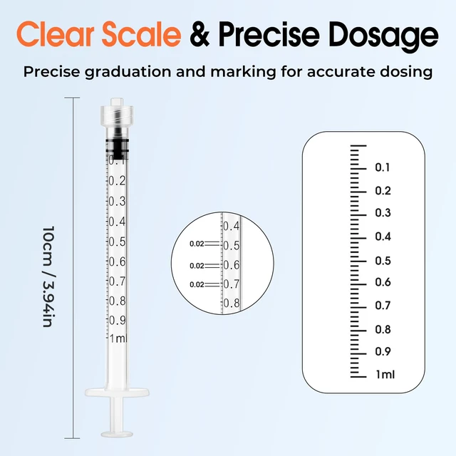 Alt view image 2 of 5 - 100 Pack 1mL Luer Lock Syringe (No Needle), Sterile & Individually Wrapped, Professional, Industrial & Personal Use
