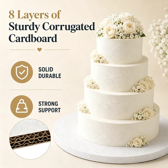 Alt view image 4 of 7 - 16 Inch Cake Drums,6 Pack Cake Boards 16 Inch Round Smooth-Edged Cake Base 16 Inch Cake Drums,Banner Cake Topper,1/2 Inch Thick Cake Boards 16 Inch,Sturdy for Multi-Tiered Cake,White Base para Pastel