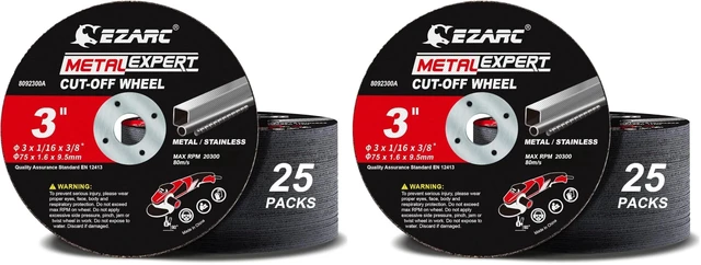Main image of Metal Cut Off Wheels 3 x 1/16 x 3/8-Inch, 50-Pack