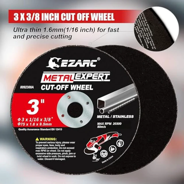 Alt view image 6 of 7 - Metal Cut Off Wheels 3 x 1/16 x 3/8-Inch, 50-Pack