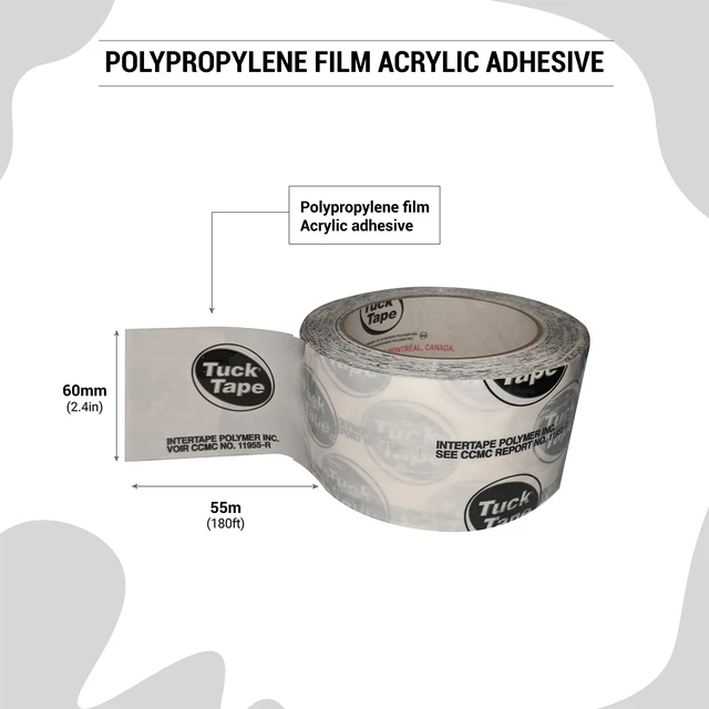 Alt view image 2 of 6 - Construction Sheathing Tape, Epoxy Resin Tape, 2.4 in x 180 ft (White)