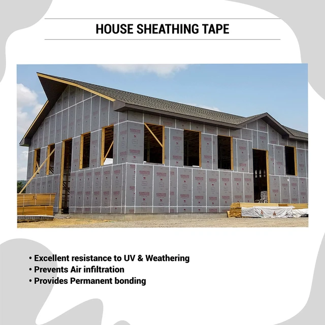 Alt view image 5 of 6 - Construction Sheathing Tape, Epoxy Resin Tape, 2.4 in x 180 ft (White)