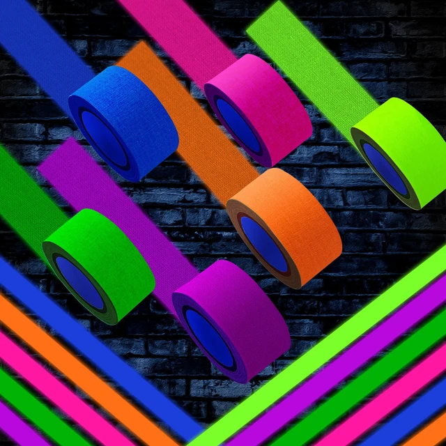 Alt view image 4 of 7 - 6 Colors Neon Gaffer Cloth Tape Fluorescent Rainbow Color UV Blacklight Tape Neon Duct Reflective Tapes for UV Party Theatres Staged Dark Areas(1 inch x 16.5 feet)