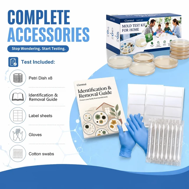 Alt view image 7 of 7 - Mold Test Kit for Home, 8 Detection Tests, DIY Mold Detector for Indoor Air Quality, Home Surfaces & HVAC Systems, Fast Accurate Black Mold Testing with Identification Guide, Air Tester