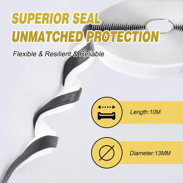 Alt view image 4 of 7 - Butyl Tape 1/2 Inch x 33 Feet Black 2 Pack Leak Proof Waterproof Seal Strong Adhesion, Non-Hardening, Weather Resistance, Instant Seal for RV Roof Boat Repairs, Fits Most Surfaces, Easy Install