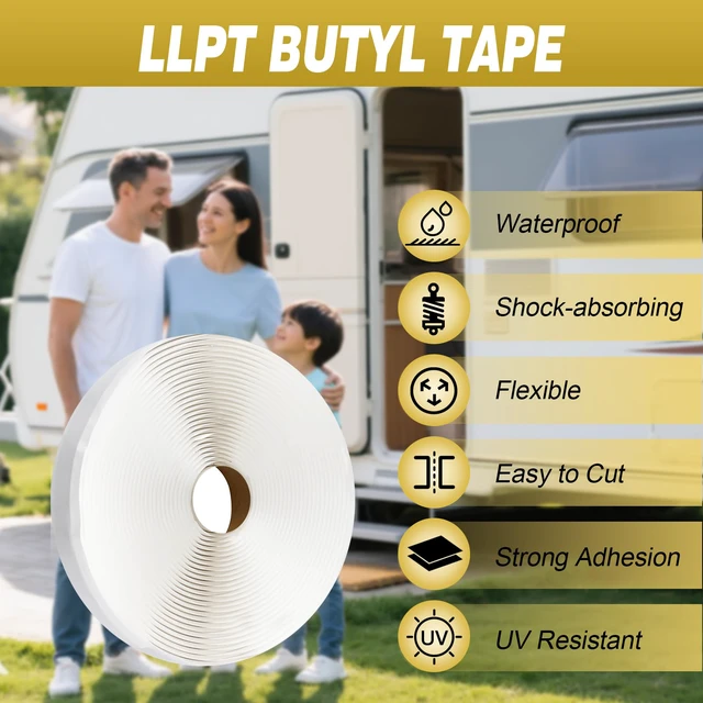 Alt view image 2 of 7 - Butyl Tape 1/2 Inch x 33 Feet White 2 Pack Leak Proof Waterproof Seal Strong Adhesion, Non-Hardening, Weather Resistance, Instant Seal for RV Roof Boat Repairs, Fits Most Surfaces, Easy Install