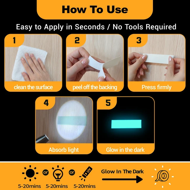 Alt view image 5 of 7 - High Brightness Glow in the Dark Tape for Safety Marking, Art Craft DIY, Halloween Deco and Party Accessories. Non-Toxic Adhesive, Waterproof Rechargeable Luminous Tape Blue-Green Light (2 in X 30 ft)