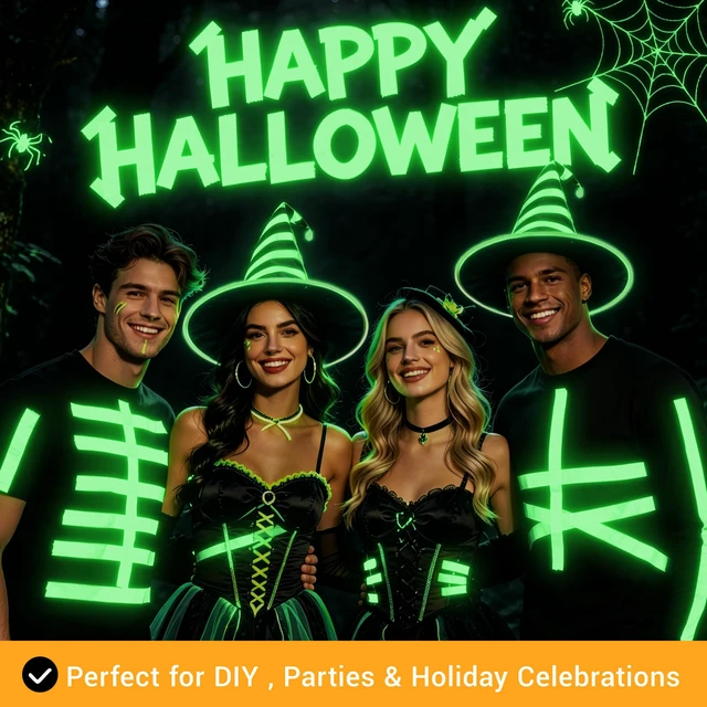 Alt view image 4 of 7 - High Brightness Glow in the Dark Tape for Safety Marking, Art Craft DIY, Halloween Deco and Party Accessories. Non-Toxic Adhesive, Waterproof Rechargeable Luminous Tape (2in X 30ft)