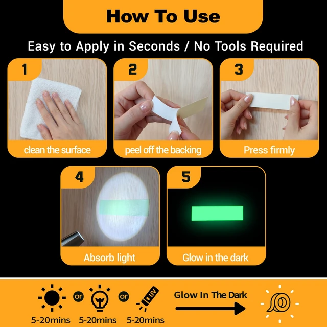 Alt view image 5 of 7 - High Brightness Glow in the Dark Tape for Safety Marking, Art Craft DIY, Halloween Deco and Party Accessories. Non-Toxic Adhesive, Waterproof Rechargeable Luminous Tape (2in X 30ft)