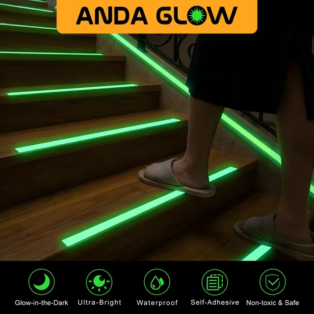 Alt view image 6 of 7 - High Brightness Glow in the Dark Tape for Safety Marking, Art Craft DIY, Halloween Deco and Party Accessories. Non-Toxic Adhesive, Waterproof Rechargeable Luminous Tape (2in X 30ft)