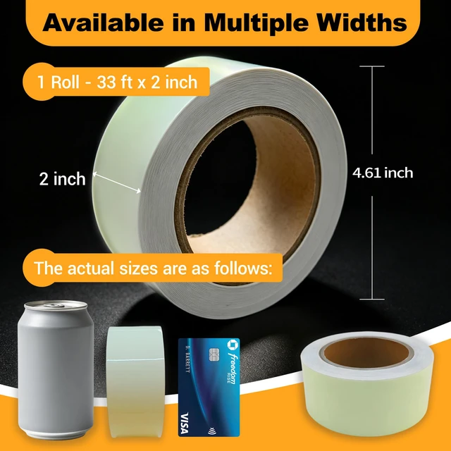 Alt view image 7 of 7 - High Brightness Glow in the Dark Tape for Safety Marking, Art Craft DIY, Halloween Deco and Party Accessories. Non-Toxic Adhesive, Waterproof Rechargeable Luminous Tape (2in X 30ft)