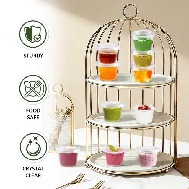 Alt view image 5 of 7 - 500 Pack 1 oz Jello Shot Cups, Disposable Condiment Cups with Lids Clear Plastic Sauce Cups & Containers, Small Portion Souffle Cups for Dipping Sauce, Salad Dressing, Jello Shots & Takeout