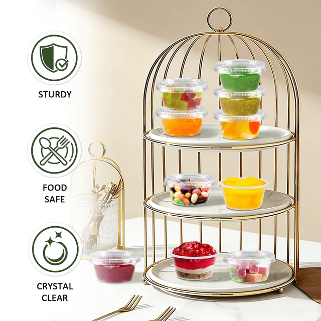 Alt view image 5 of 7 - 400 Pack 2 oz Jello Shot Cups with Lids, Disposable Condiment Cups Clear Plastic Sauce Cups & Containers, Small Portion Souffle Cups for Dipping Sauce, Salad Dressing, Jello Shots & Takeout