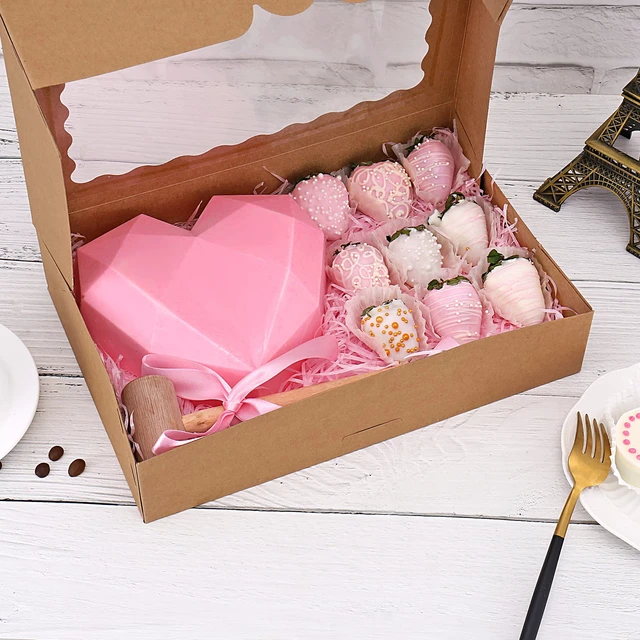Alt view image 3 of 6 - 50-Pack Bakery Boxes with Window, 12" x 8" x 2.5" Cookie Boxes, Treat Boxes, Large Donut Boxes for Muffins and Pastries (Brown)