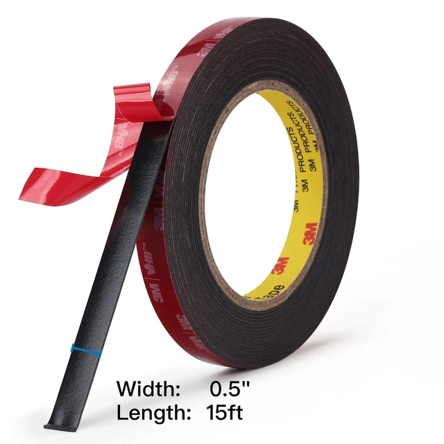 Alt view image 2 of 7 - 3M 5925 Mounting Tape, 2 Pack 0.5 in Black Foam Adhesive High Bond 0.025 in Foam Tape, Waterproof Adhesive for Decor, Frames, Logos, Trim, And Fastener Replacement