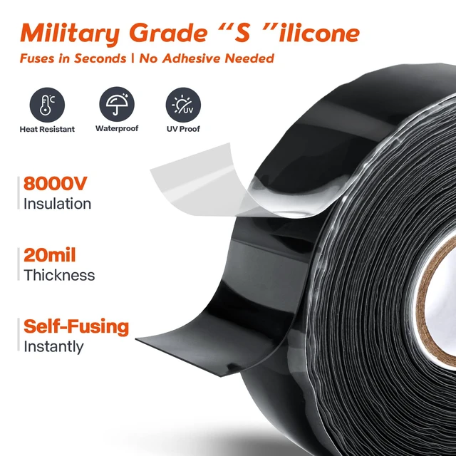 Alt view image 2 of 6 - Self Fusing Silicone Tape 1" x 36' - Rubber Emergency Repair Tape Waterproof Hose Repair, Electrical Insulation, Heat-Resistant, No Residue for Plumbing, Automotive, Electrical & Outdoor Use