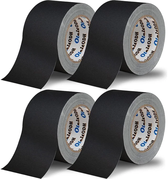 Main image of 4 Pack Black Grade Gaffer Tape 4 Inch x 30 Yards, Floor Tape for Electrical Cords Cable Tape, Waterproof Rubber Adhesive No Residue Non-Reflective Matte Finish Gaff Tape, Multipurpose Gaffers Tape
