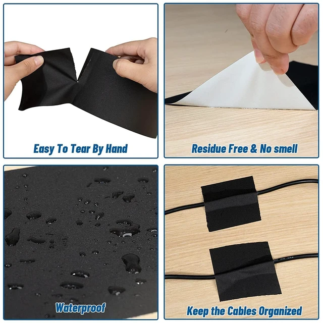 Alt view image 4 of 7 - 4 Pack Black Grade Gaffer Tape 4 Inch x 30 Yards, Floor Tape for Electrical Cords Cable Tape, Waterproof Rubber Adhesive No Residue Non-Reflective Matte Finish Gaff Tape, Multipurpose Gaffers Tape