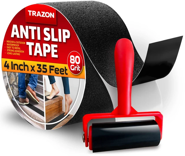 Main image of Grip Tape - Heavy Duty Anti Slip Tape for Stairs Outdoor/Indoor Waterproof 4Inch x 35Ft Safety Non Skid Roll for Stair Steps Ramp Traction Tread Staircases Grips Adhesive Non Slip Strips Walk Black