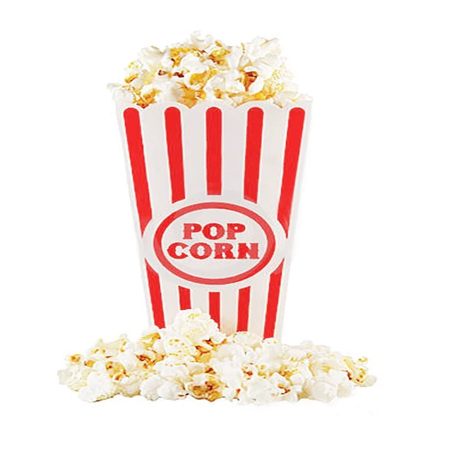 Alt view image 3 of 7 - Plastic Red & White Striped Classic Popcorn Containers for Movie Night - 7.8" Tall x 3.8" Square (16 Pack)