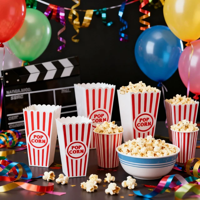 Alt view image 5 of 7 - Plastic Red & White Striped Classic Popcorn Containers for Movie Night - 7.8" Tall x 3.8" Square (16 Pack)
